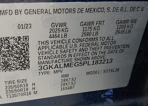 2023 GMC Terrain Fwd Sle z USA, uszkodzony, nr VIN 3GKALMEG5PL183213